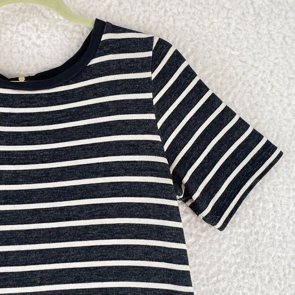 LOFT Dark Gray and White Striped Casual Dress - Picture 4 of 14